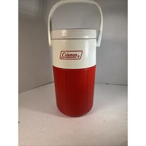 Vintage COLEMAN Polylite 1/2 Gallon WATER‎ COOLER JUG #5590 Red & White THERMOS